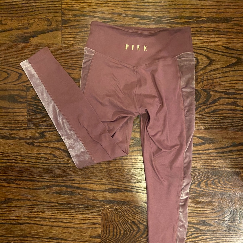 PINK Fleece-Lined Leggings - Velvet Stripe
